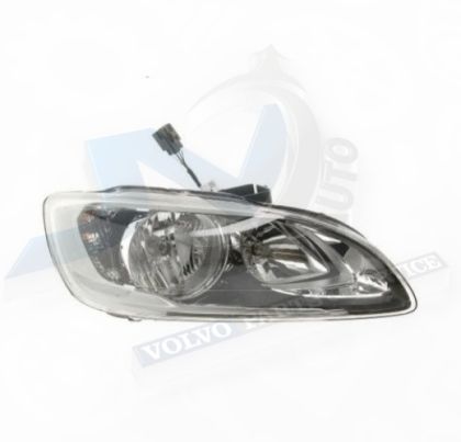 Headlight right halogen for Volvo 31358098, 31420116, 30796250