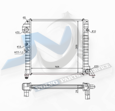 Воден радиатор 367х367 мм за Волво 9031162