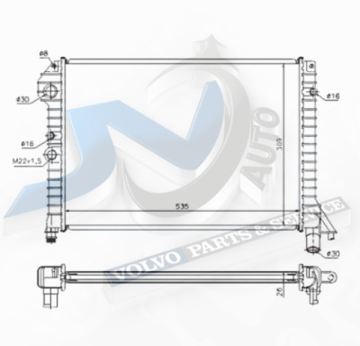 Воден радиатор 536х368 мм за Волво 9031163