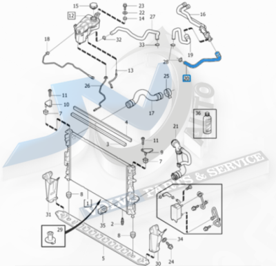 Heater hose Intake Cylinder head - Firewall for Volvo 31261246